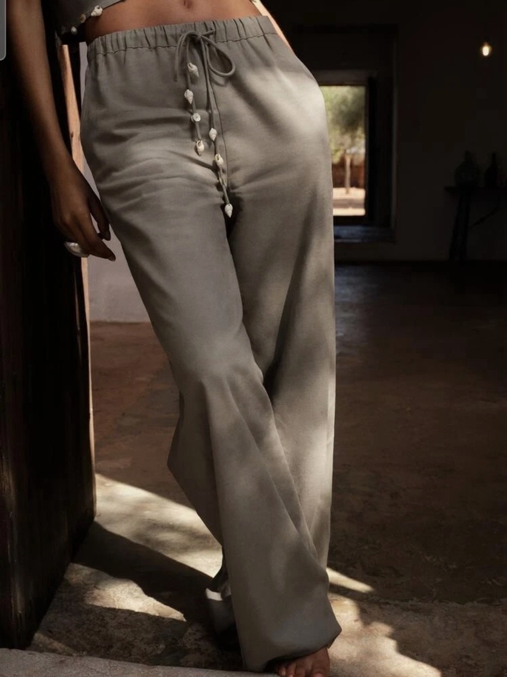 🌊 ZARA XXL Wide Leg Drawstring Trousers with Seashells 🌊